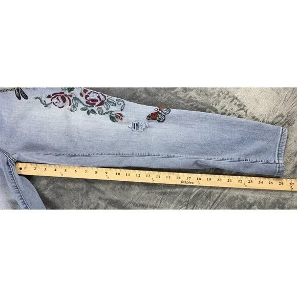 Earl Jean Women's Size 8 Embroidered Floral Butterfly Dragonfly Skinny Jeans - Picture 11 of 11